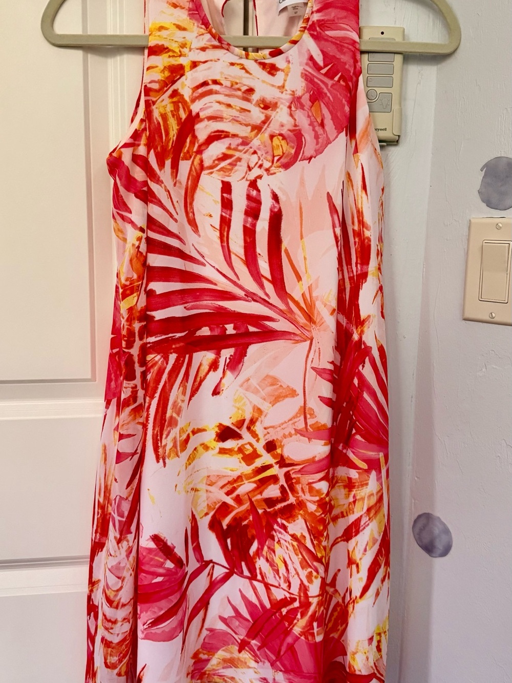 Calvin Klein Pink & Coral Tropical Print Maxi Dress